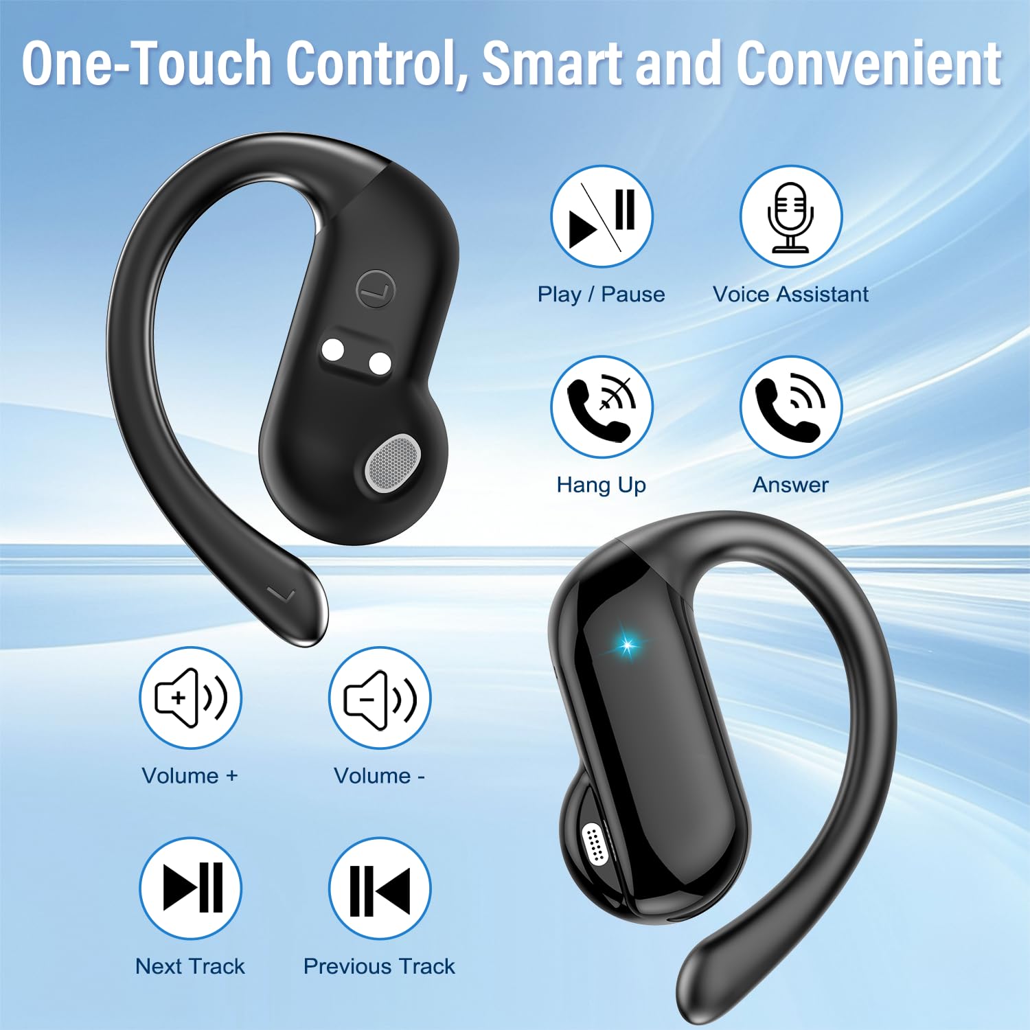 Sports Earphone Hook - 2026 Open-Ear Earbuds Bluetooth 5.4 Wireless