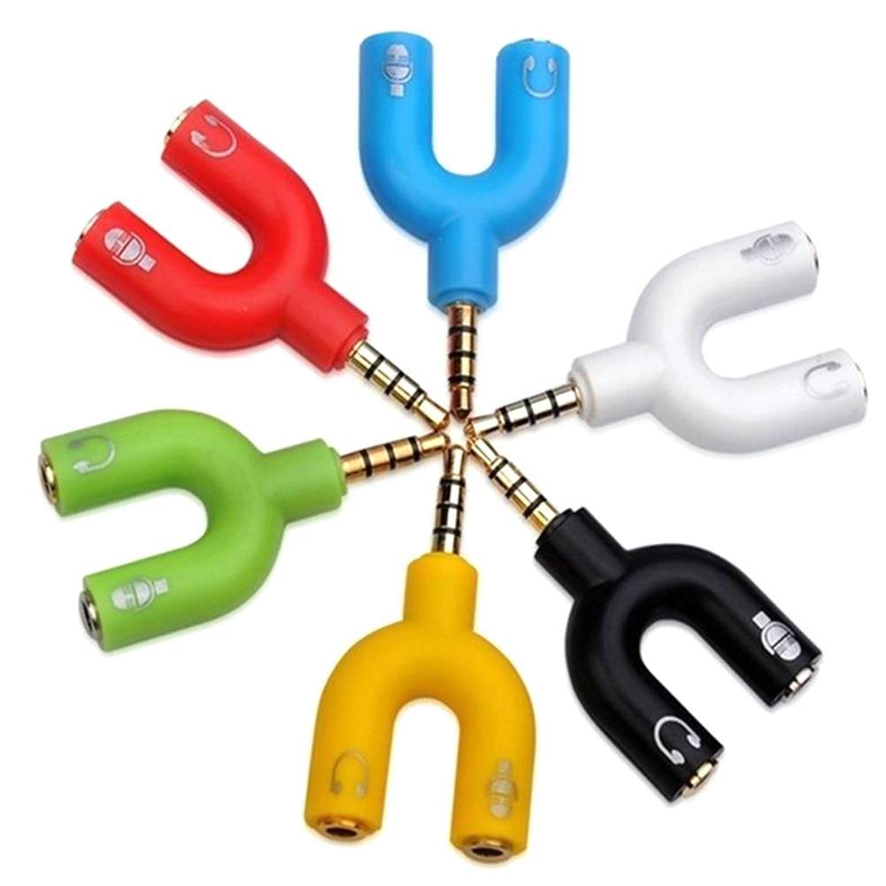 1PC Dual 3.5MM U Type Adapter  - Earphone Splitter Jack recension och pris