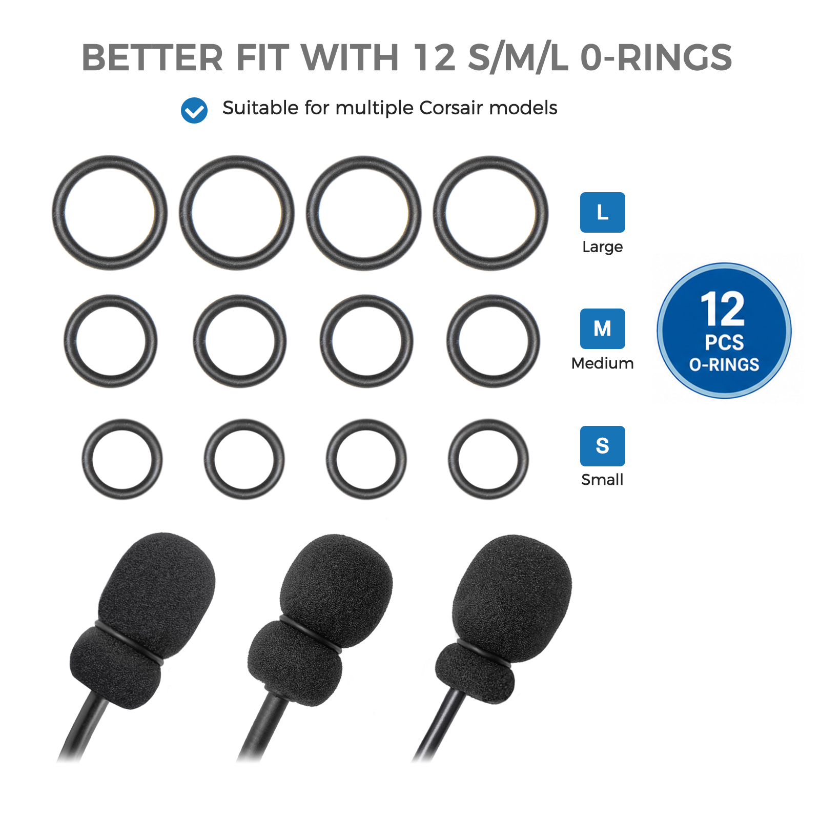 4 Mic Foam Covers+12 O-Rings F - Gaming Headset Rgb recension och pris