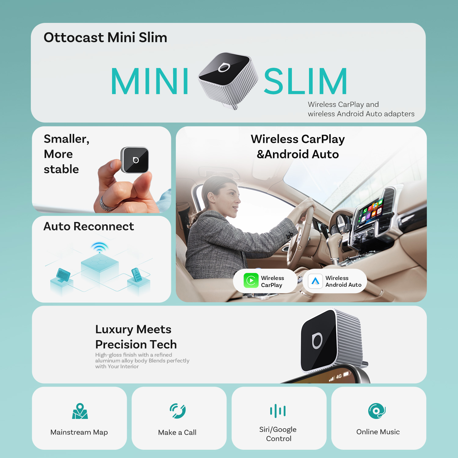 Ottocast Mini Slim Wireless Ca - Bluetooth Adapter Receiver recension och pris